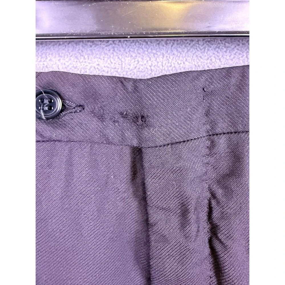 Canali Wool Dress Pants Mens 7 Black Trousers 39x30 Italy Luxury Business